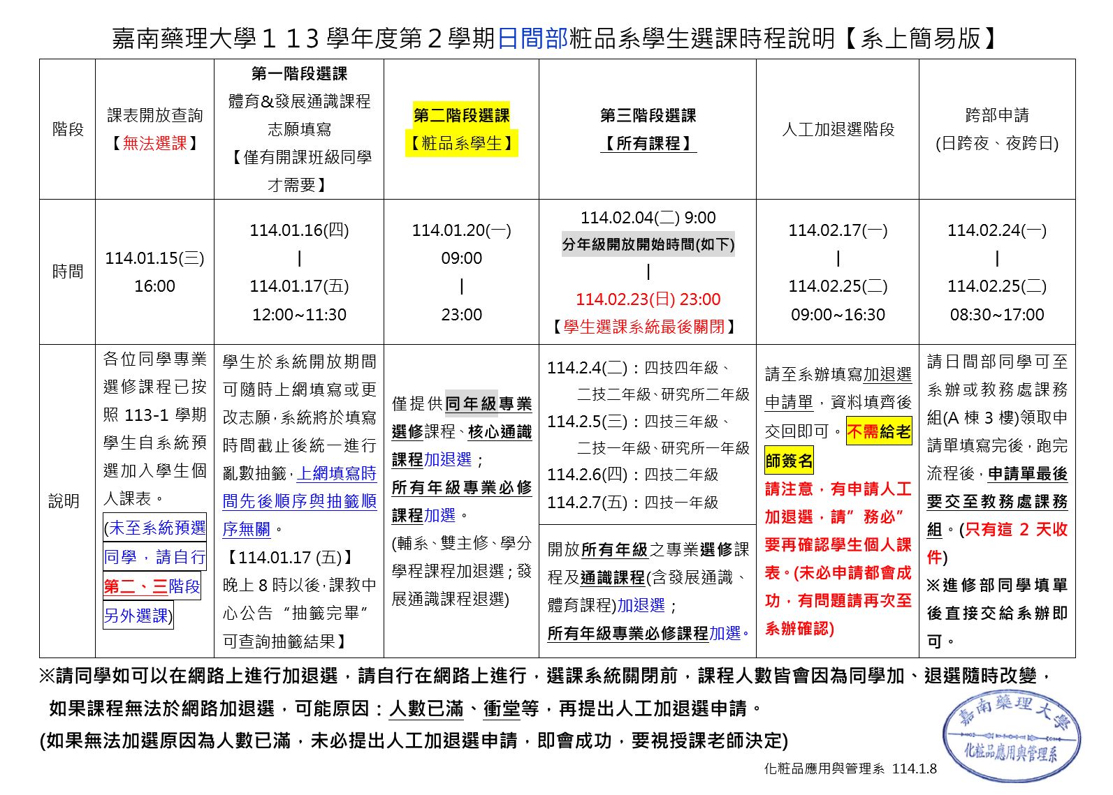 113-2選課時程說明(簡易版)-粧品系